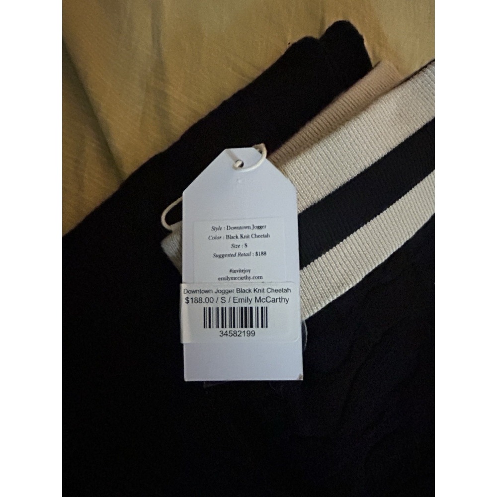 Emily McCarthy Downtown Jogger Black Knit Cheetah Pants Size‎ Small NWT - Picture 5 of 6